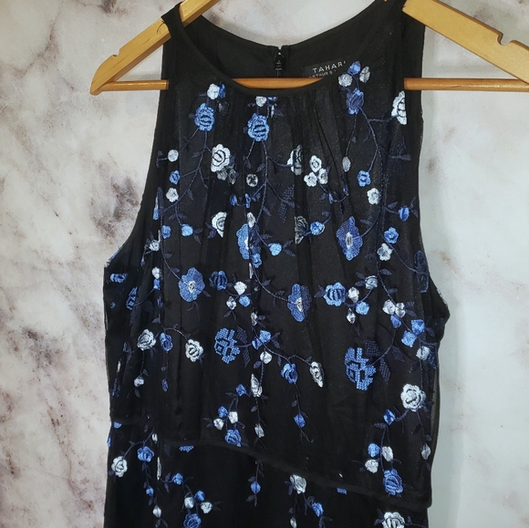 NEW! Tahari ASL black high/low embroidered dress - Picture 2 of 13